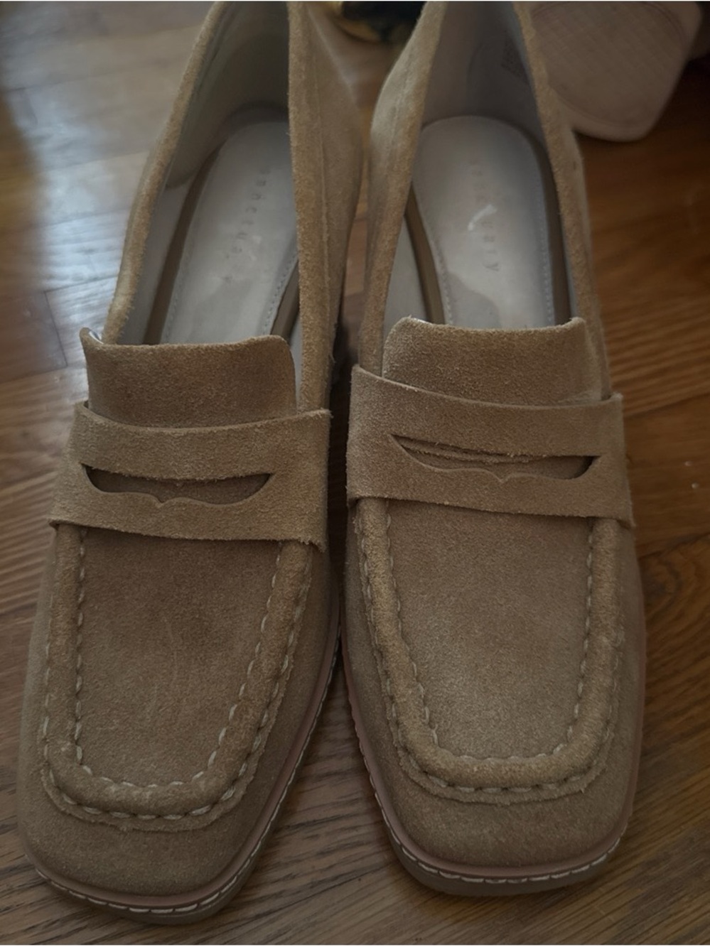 Sanctuary Suede Penny Loafers in Tan